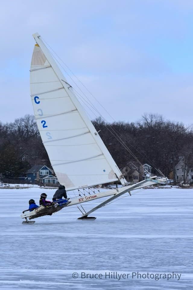 ICE BOATING ON LAKE DELAVAN